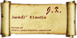 Jankó Klaudia névjegykártya